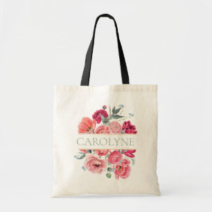 Rosa französische Pfingstrosen Floral Brautjungfer Tragetasche
