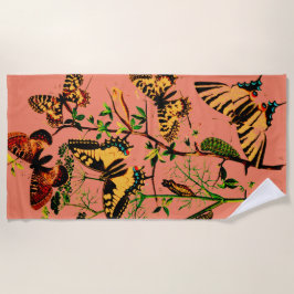 Rosa französische Schmetterlinge Strandtuch