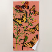 Rosa französische Schmetterlinge Strandtuch (Vorderseite)