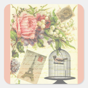 Rosa französisches Thema Vintage Paris Aufkleber