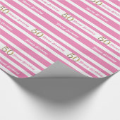 rosa Frauen des 50. Geburtstages Gold Geschenkpapier (Ecke)