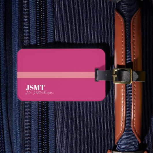 Rosa Frauen einfache Monogramm Gepäckanhänger (Vorderseite Insitu 4)