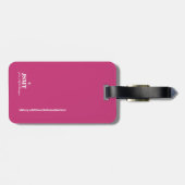 Rosa Frauen einfache Monogramm Gepäckanhänger (Rückseite horizontal)