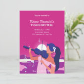 Rosa Frauen spielen Geige Einladung (Stehend Vorderseite)