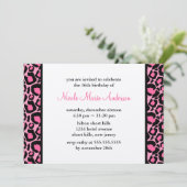 Rosa frecher Leopard-Druck-Geburtstag Einladung (Stehend Vorderseite)