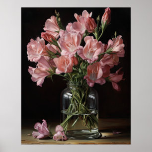 Rosa Freesia Blume Art Print Poster