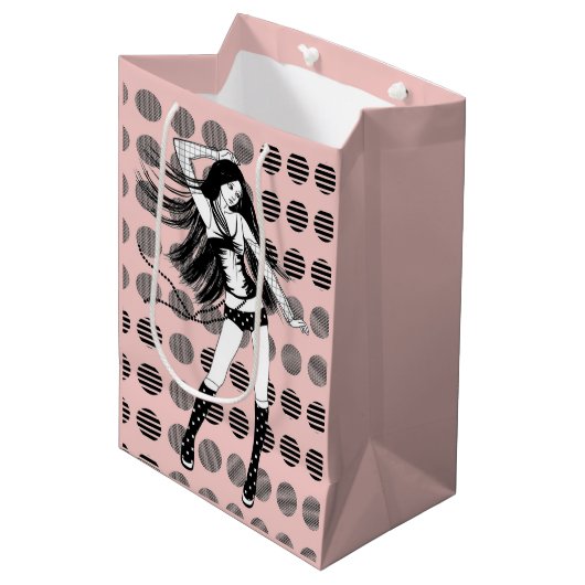 rosa Freundin Tänzerin Mittlere Geschenktüte (Vorderseite Schrägansicht)