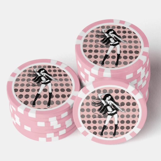 rosa Freundin Tänzerin Pokerchips (Stapel)