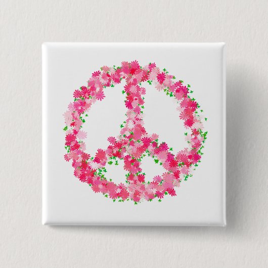 Rosa FriedensBlumen Button (Vorderseite)