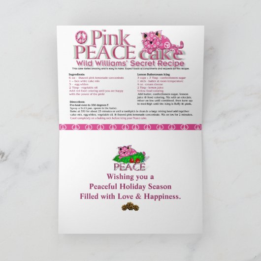 Rosa Friedenskätzchen Feiertagskarte (Innenseite)