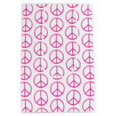 Rosa Friedenszeichen-Geschenkpapier Mittlere Geschenktüte (Rückseite)