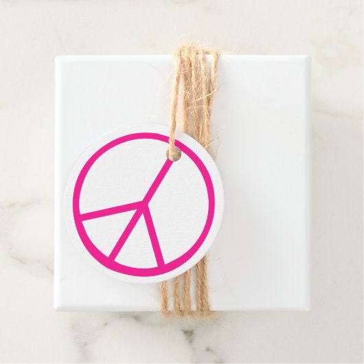 Rosa Friedenszeichen Groovy Geschenkverpackung Geschenkanhänger (Beispiel)
