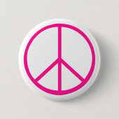 Rosa Friedenszeichen Modern Weiß Button (Vorderseite)