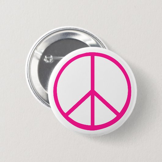 Rosa Friedenszeichen Modern Weiß Button (Vorne & Hinten)