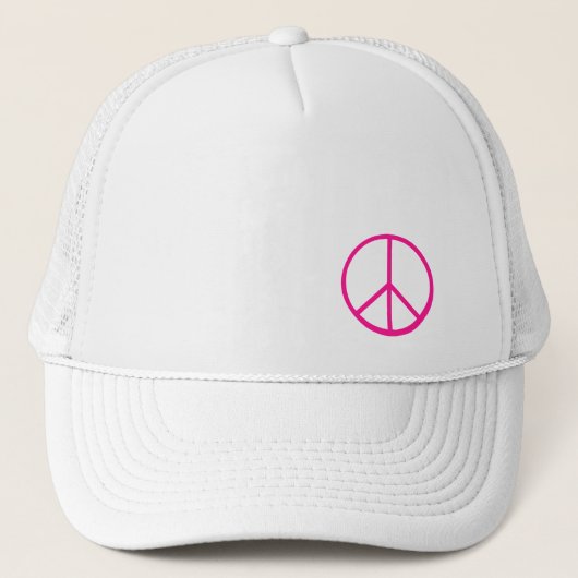 Rosa Friedenszeichen Modern Weiß Truckerkappe (Vorderseite)