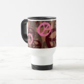 Rosa Friedenszeichen-Reise-Tasse Reisebecher (Vorderseite Links)
