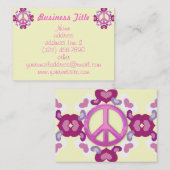 Rosa Friedenszeichen und Herz-Visitenkarten Visitenkarte (Vorne/Hinten)