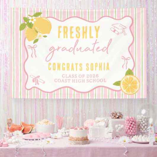 Rosa frisch graduiertes Zitronenbanner Banner (Party)