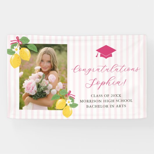 Rosa frisch zitronenfarbene Abschlussfeier Banner (Horizontal)