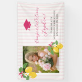 Rosa frisch zitronenfarbene Abschlussfeier Banner (Vertikal)