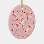 Rosa frohe Weihnachten Flamingo-Sankt rund Keramik Ornament (Rechts)
