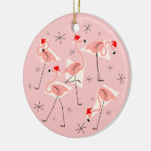 Rosa frohe Weihnachten Flamingo-Sankt rund Keramik Ornament (Links)