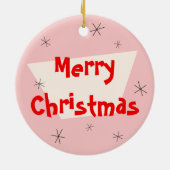 Rosa frohe Weihnachten Flamingo-Sankt rund Keramik Ornament (Hinten)