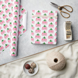 Rosa Frohe Weihnachten Geschenkpapier