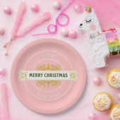 Rosa frohe Weihnachten, glückliches neues Jahr Pap Pappteller (Party)