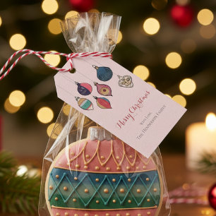 Rosa frohe Weihnachten mit Vintagen Weihnachtsfeie Geschenkanhänger