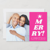 Rosa Frohe Weihnachts-Foto Weihnachtskarte Feiertagskarte (Vorderseite)