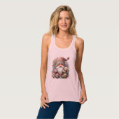 Rosa Frohe Weihnachts-Gnome Tank Top (Vorderseite Vollansicht)