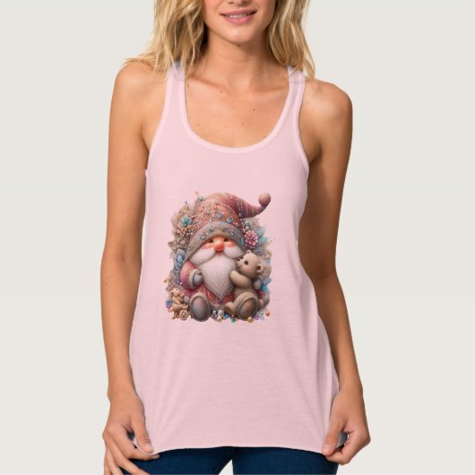 Rosa Frohe Weihnachts-Gnome Tank Top (Vorderseite)