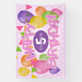 Rosa fröhliche Geburtstagskekse-Ballons Banner (Vertikal)