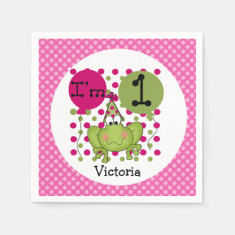 Rosa Frosch 1. Geburtstagspapier Napkins Serviette