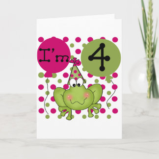 Rosa Frosch 4. Geburtstagsgeschenke und Geschenke Karte