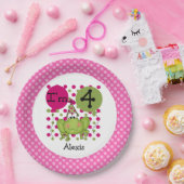 Rosa Frosch 4. Geburtstagspapier-Teller Pappteller (Party)