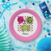 Rosa Frosch 6. Geburtstag Papier Teller (Party)