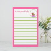 Rosa Frosch-Anmerkungs-Papier Briefpapier (Stehend Vorderseite)