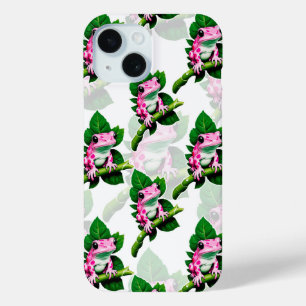 Rosa Frosch auf grünem Blatt Muster iPhone-Hülle Case-Mate iPhone Hülle