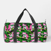 Rosa Frosch auf grünem Blatt Musterdesign Duffle Bag (Rückseite)