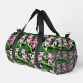 Rosa Frosch auf grünem Blatt Musterdesign Duffle Bag (Rechte Ecke)