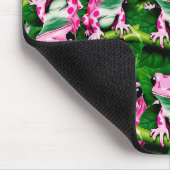 Rosa Frosch auf grünem Blatt Musterdesign Mousepad (Ecke)
