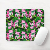 Rosa Frosch auf grünem Blatt Musterdesign Mousepad (Mit Mouse)
