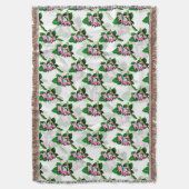 Rosa Frosch auf grünem Leaf-Muster Decke (Vorderseite Vertikal)