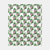 Rosa Frosch auf grünem Leaf-Muster Fleecedecke (Vorderseite)