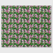 Rosa Frosch auf grünem Leaf-Muster Geschenkpapier (Flach)