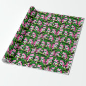 Rosa Frosch auf grünem Leaf-Muster Geschenkpapier (Ungerollt)
