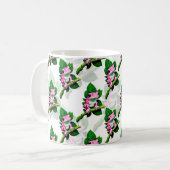 Rosa Frosch auf grünem Leaf-Muster Kaffeetasse (Vorderseite Links)