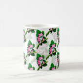 Rosa Frosch auf grünem Leaf-Muster Kaffeetasse (Mittel)